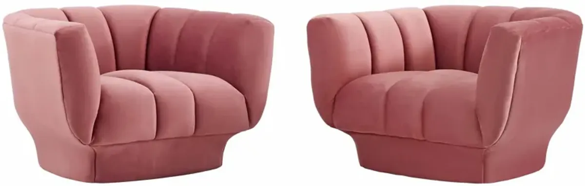 Entertain Vertical Channel Tufted Performance Velvet Armchair Set of 2