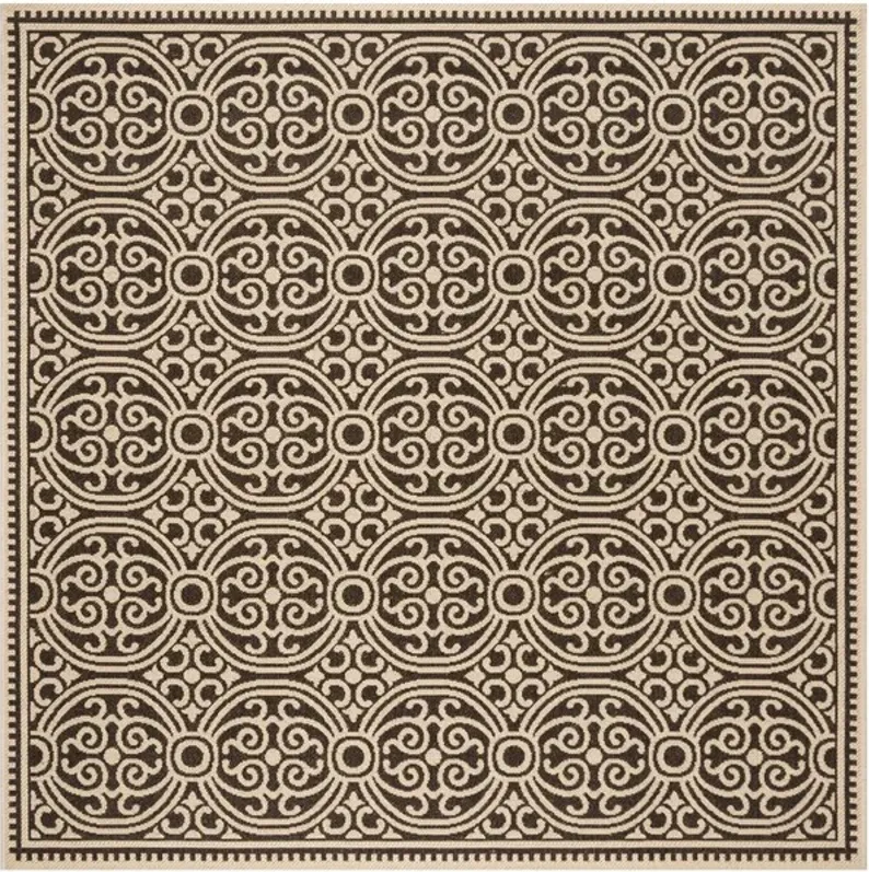 LINDEN 134 Collection LND134U-6SQ Creme / Brown 6'-7" X 6'-7" Square