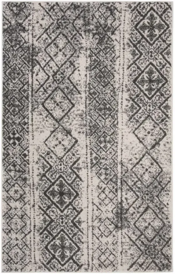 Adirondack Contemporary Silver / Black 2'-6" X 10' Powerloomed Rug