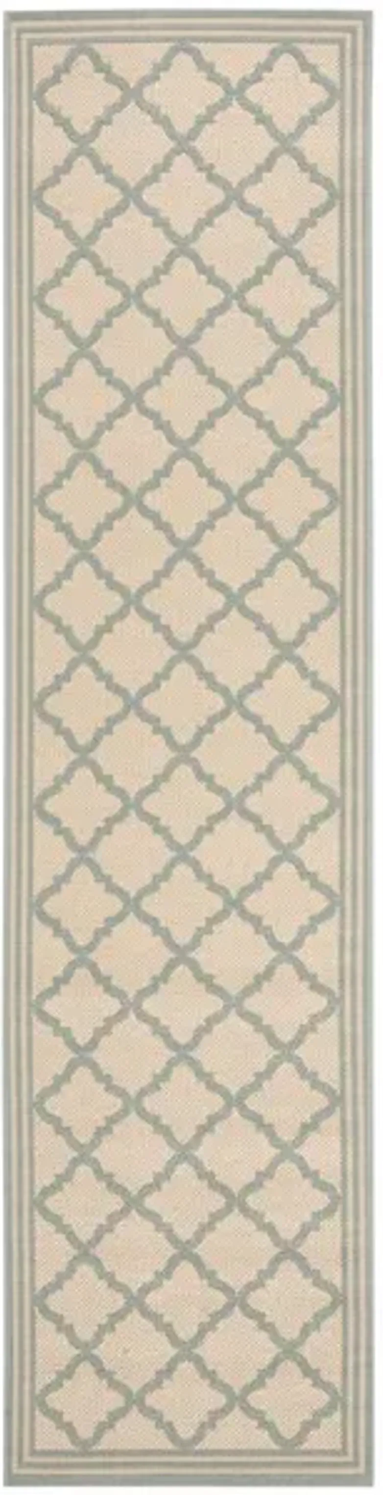 LINDEN 121 Collection LND121L-28 Cream / Aqua 2'-2" X 8'