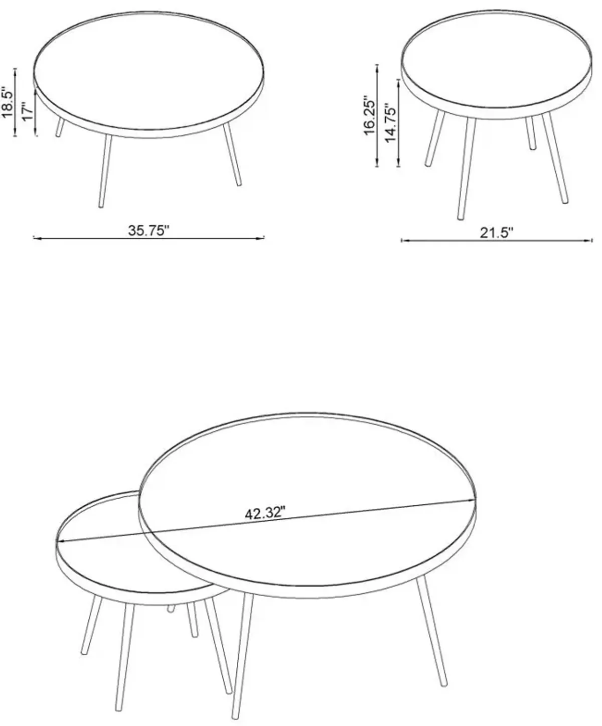 Kaelyn 2-Piece Round Mirror Top Nesting Coffee Table Chrome