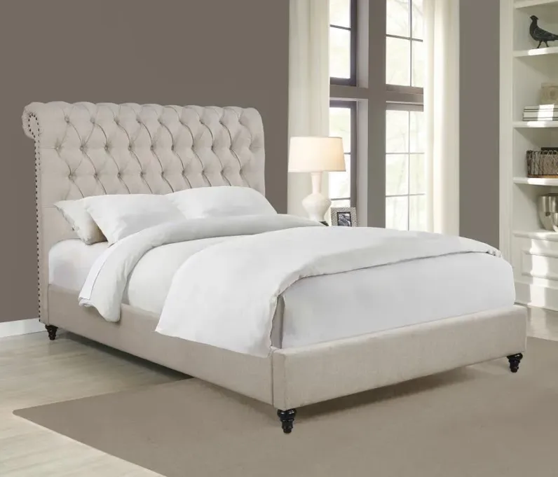 Devon Tufted Upholstered California King Bed Beige