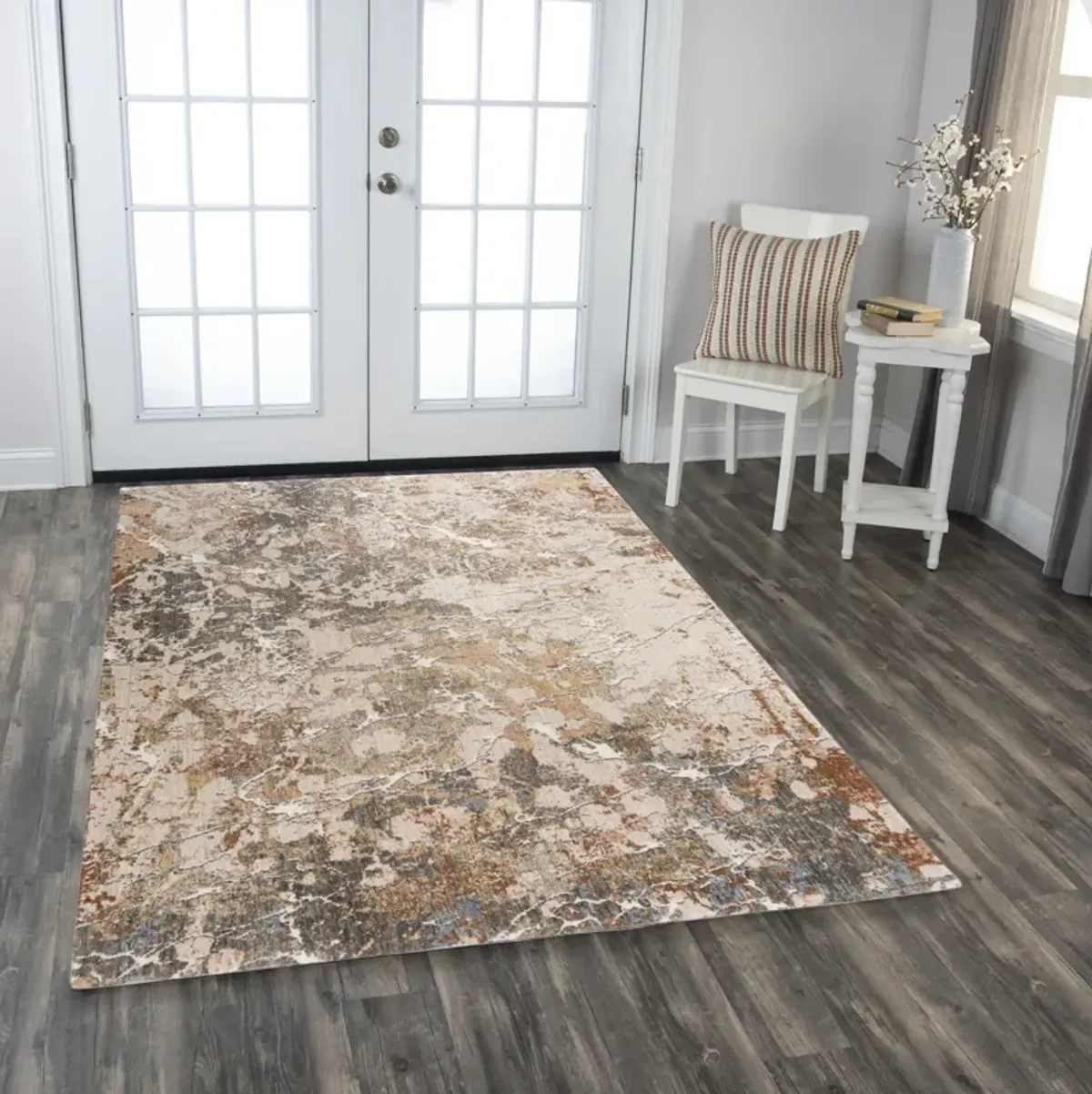 Logan Beige/Multi Abstract Recycled Polyester 5'2" x 7'9" Rectangle Rug