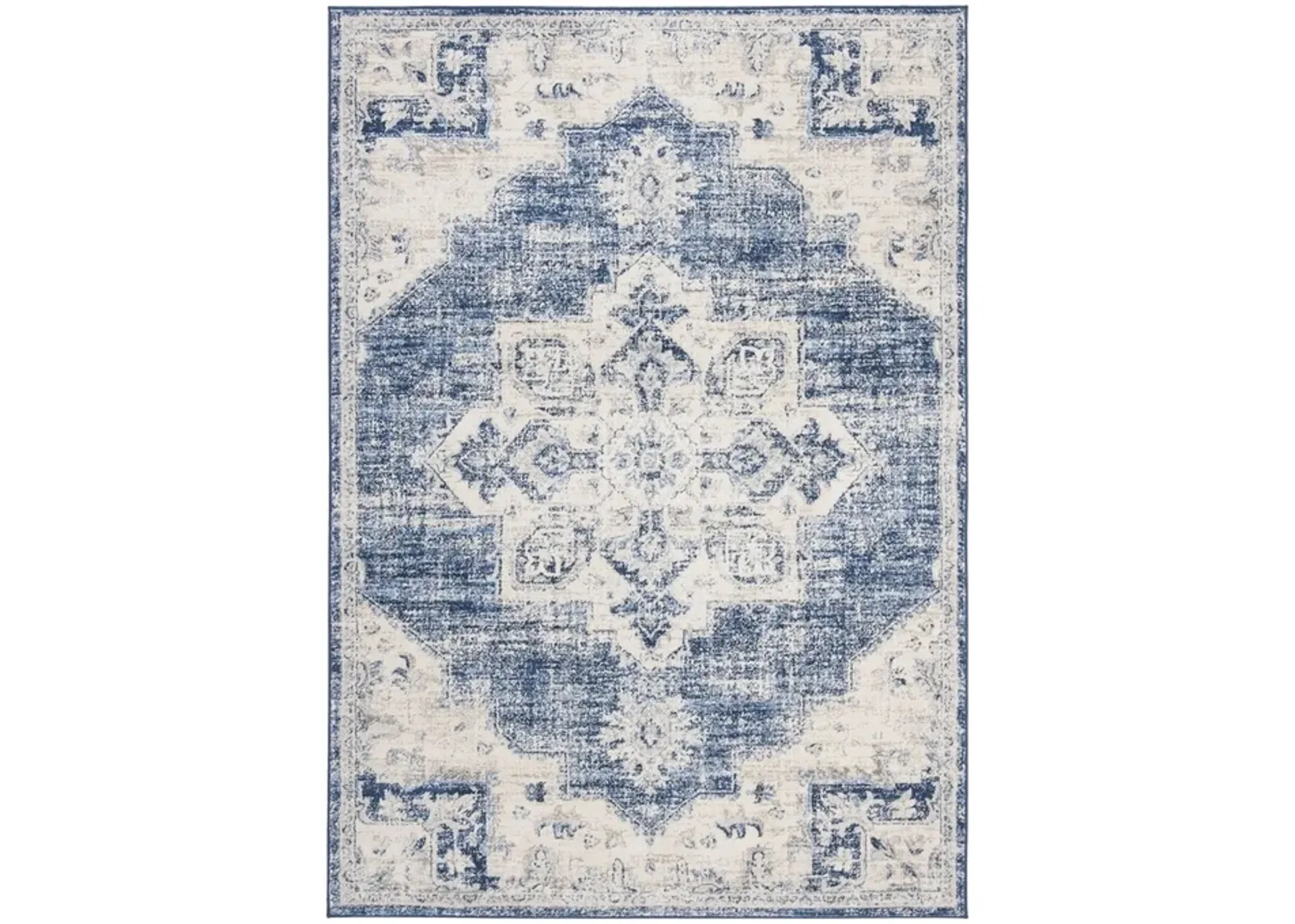 Brentwood 865 Ivory / Navy 6' X 9' Medium Rectangle Powerloomed Rug