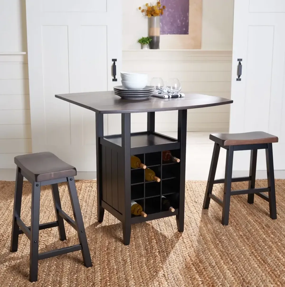  EMERIC 3 PC SET DROP LEAF PUB TABLE
