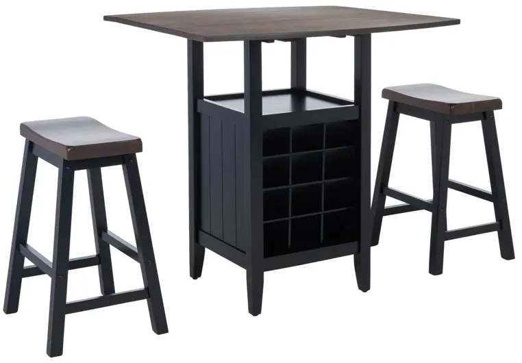  EMERIC 3 PC SET DROP LEAF PUB TABLE