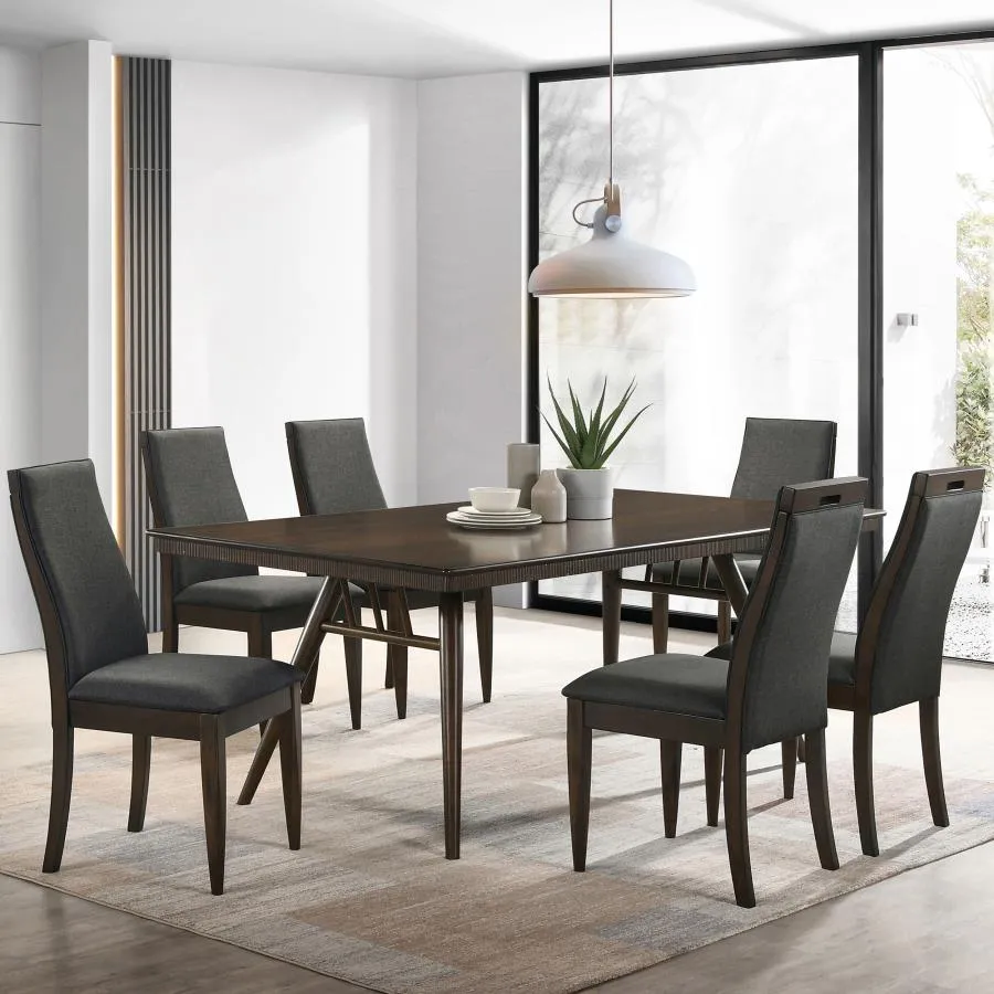 Wes 5-piece Rectangular Dining Set Grey and Dark Walnut