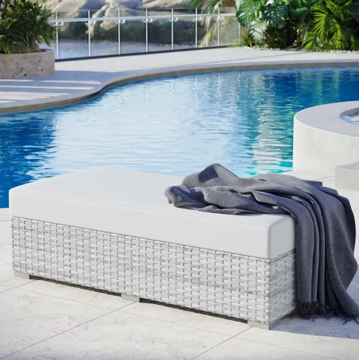 Convene Outdoor Patio Rectangular Ottoman