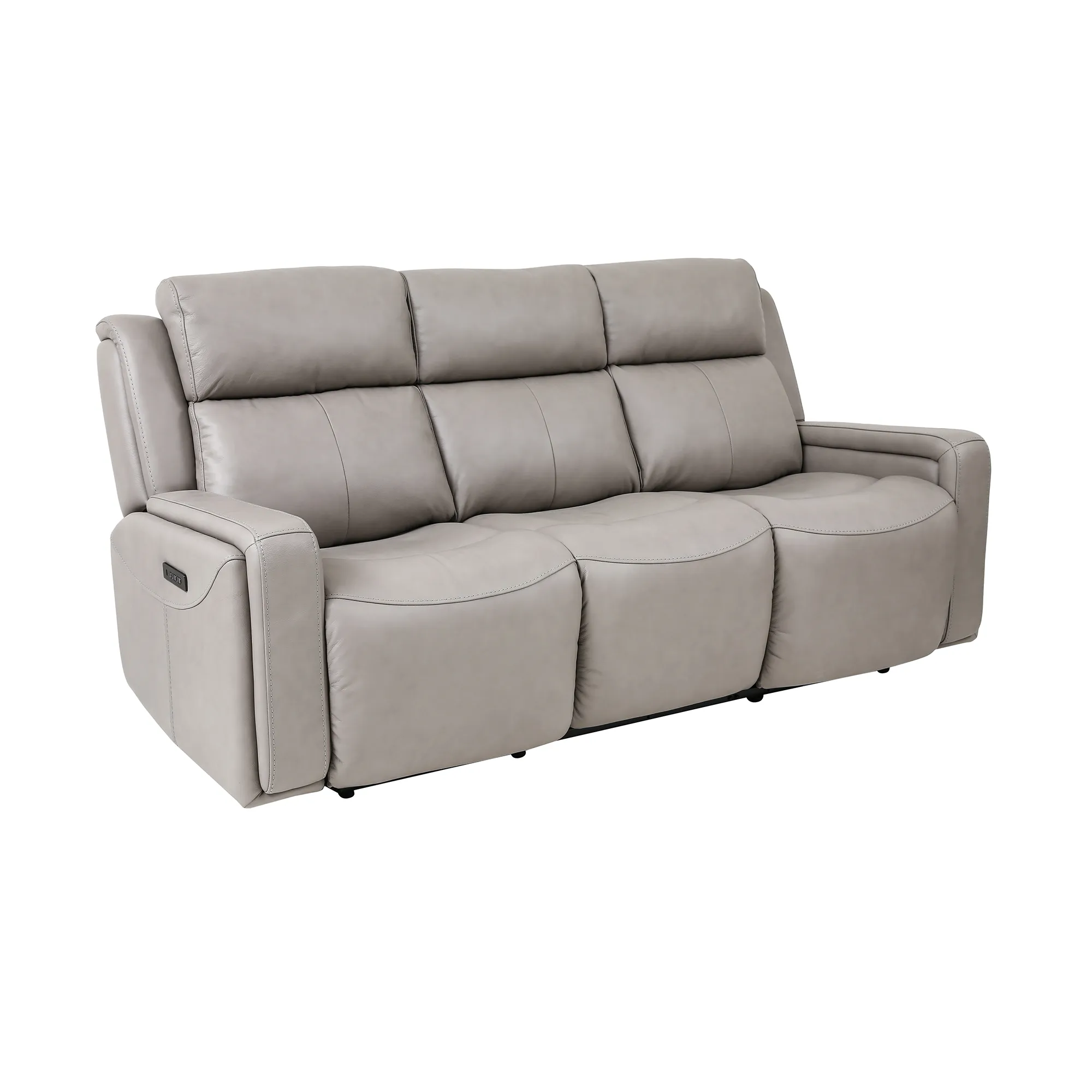 Claude Dual Power Headrest and Lumbar Support Reclining 2 Piece Sofa and Recliner Set in Light Gray Genuine Leather