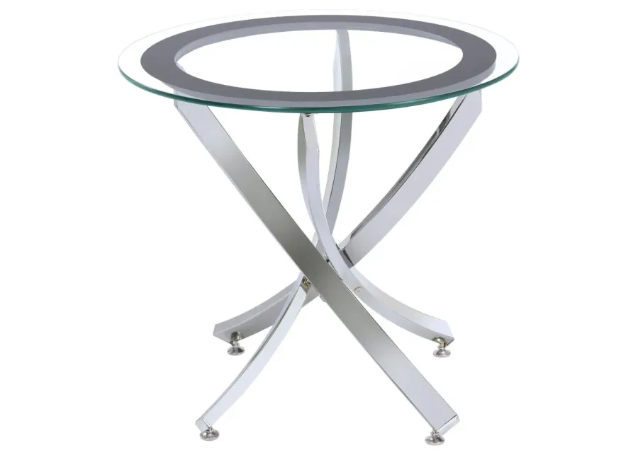 Castlefin Glass Top End Table Chrome And Black