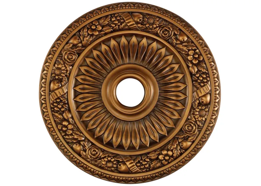 Floral Wreath Medallion 24-Inch - Antique Bronze