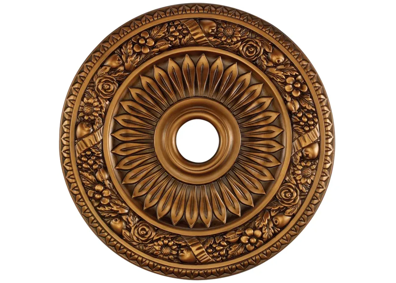 Floral Wreath Medallion 24-Inch - Antique Bronze