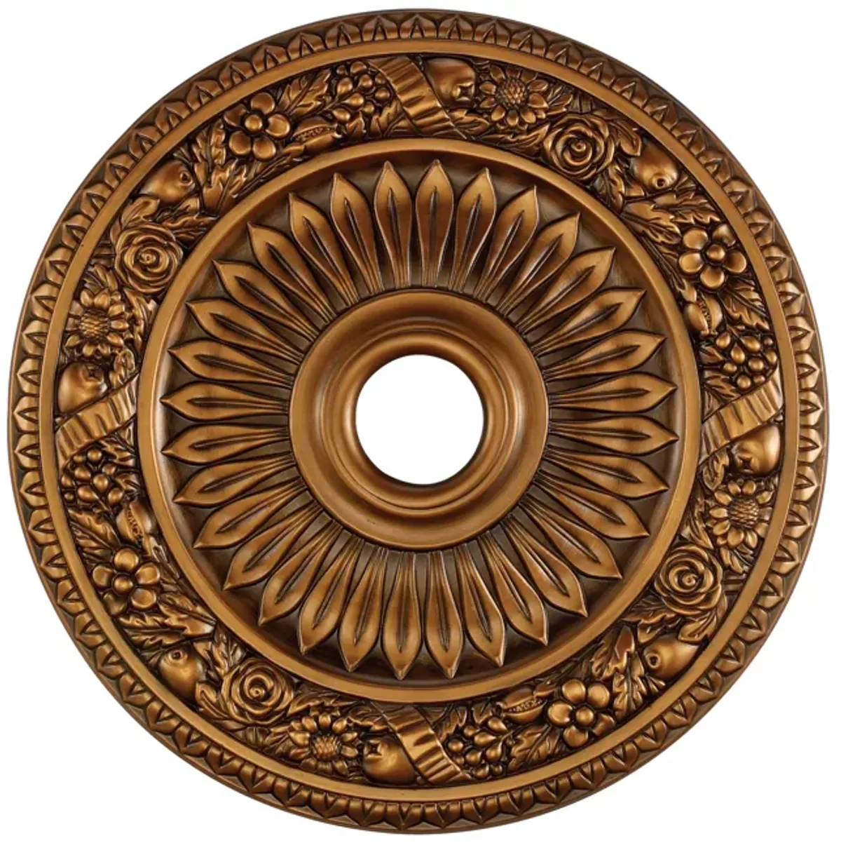 Floral Wreath Medallion 24-Inch - Antique Bronze