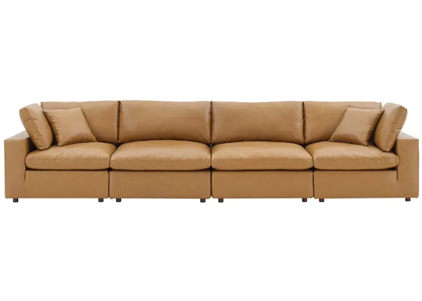 Commix Down Filled Overstuffed Vegan Leather 4-Seater Sofa