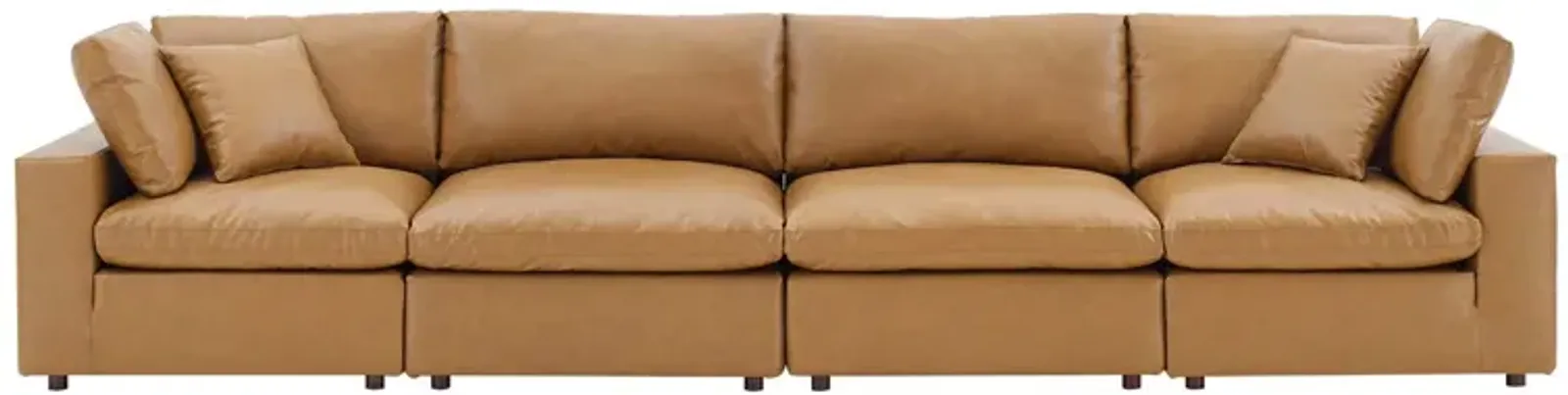 Commix Down Filled Overstuffed Vegan Leather 4-Seater Sofa