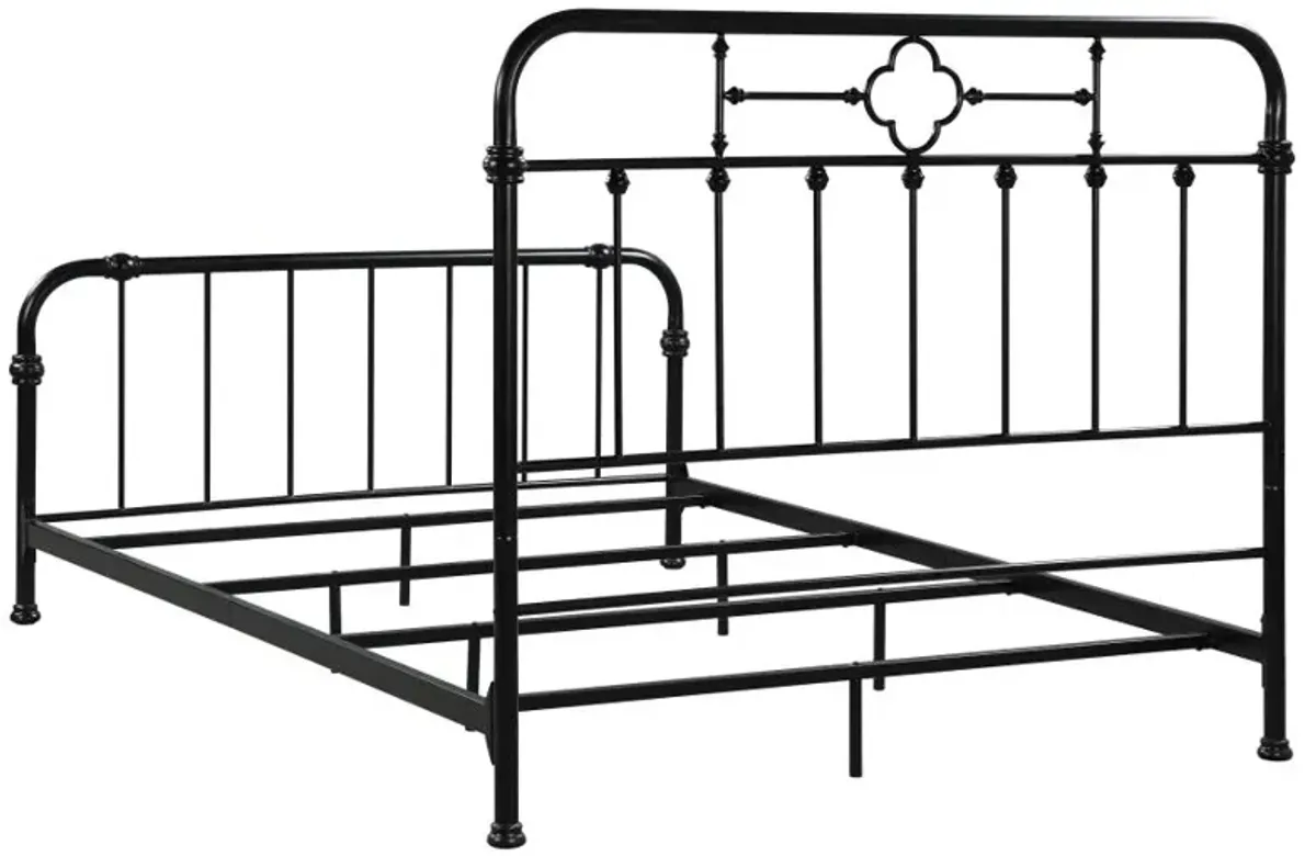 Packlan Eastern King Metal Panel Bed Matte Black