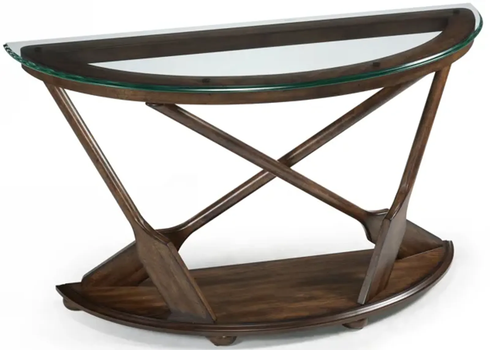 Beafort Sofa Table with Dark Oak Base and Glass Top