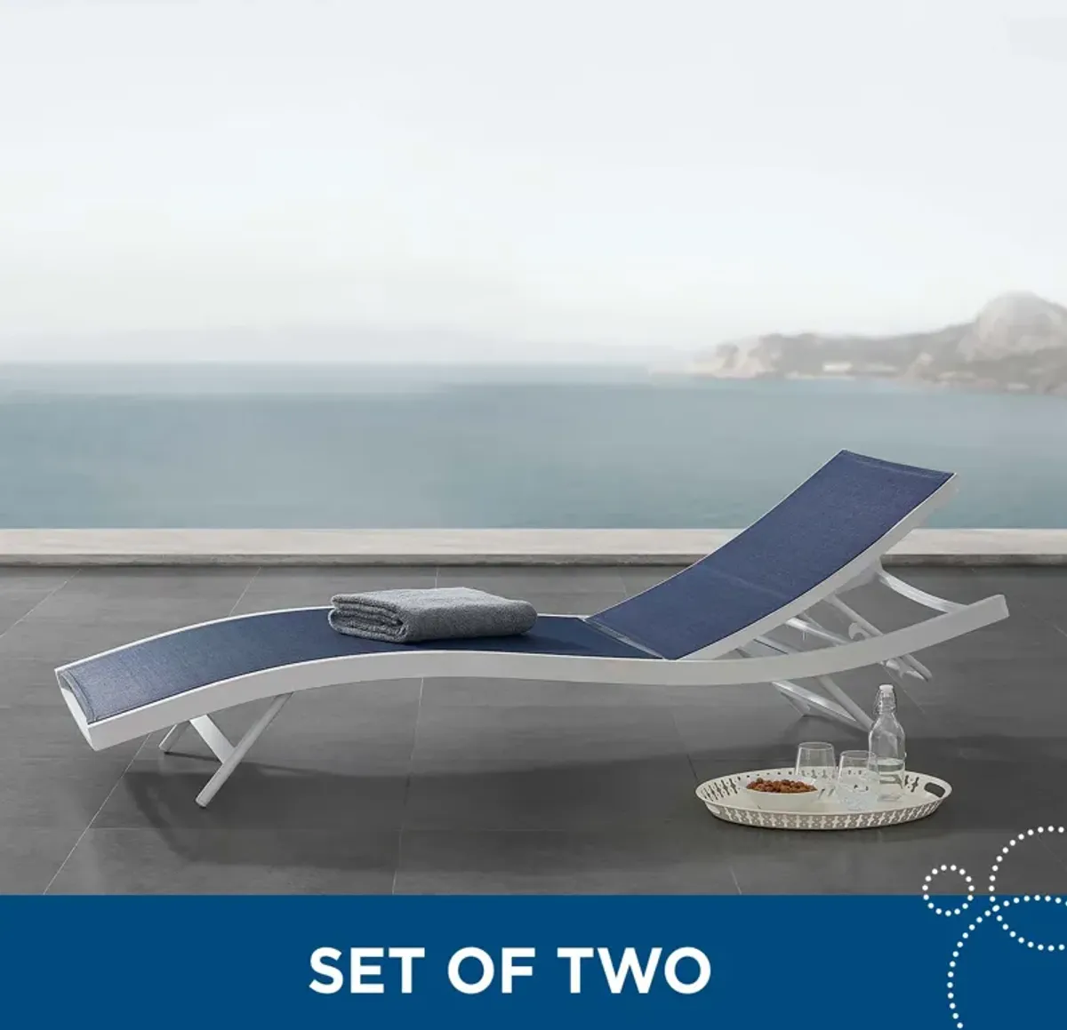 Glimpse Outdoor Patio Mesh Chaise Lounge Set of 2