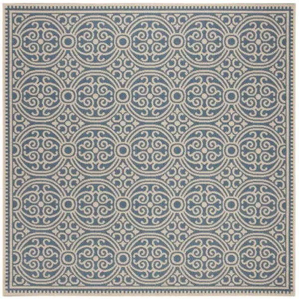 LINDEN 134 Collection LND134N-6SQ Cream / Blue 6'-7" X 6'-7" Square