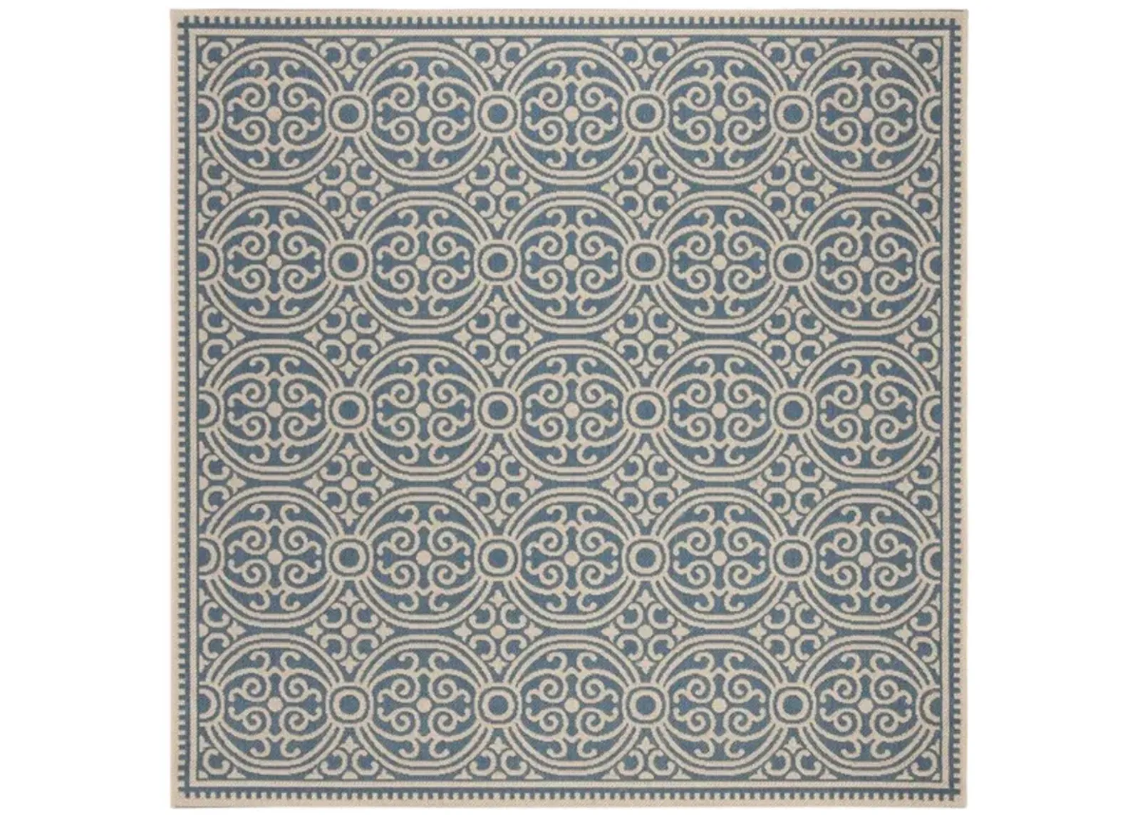 LINDEN 134 Collection LND134N-6SQ Cream / Blue 6'-7" X 6'-7" Square