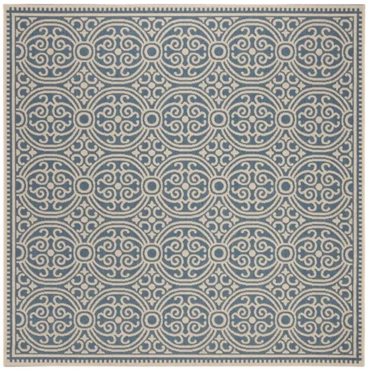 LINDEN 134 Collection LND134N-6SQ Cream / Blue 6'-7" X 6'-7" Square