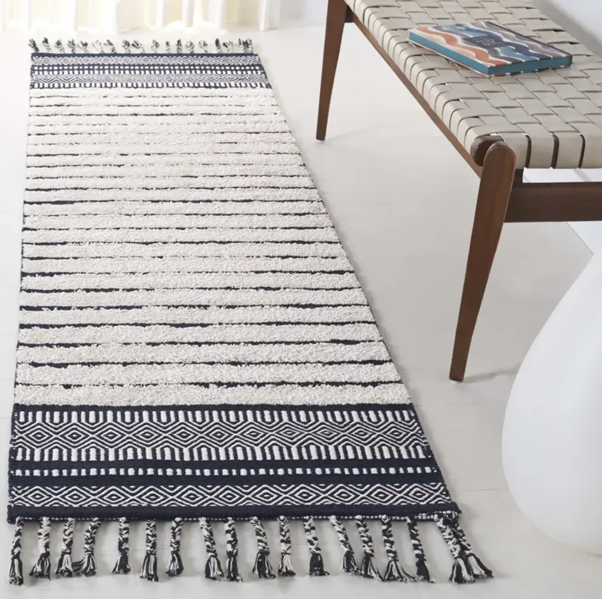 KILIM COLLECTION 401 NAVY  2'-3' x 8' Runner Rug