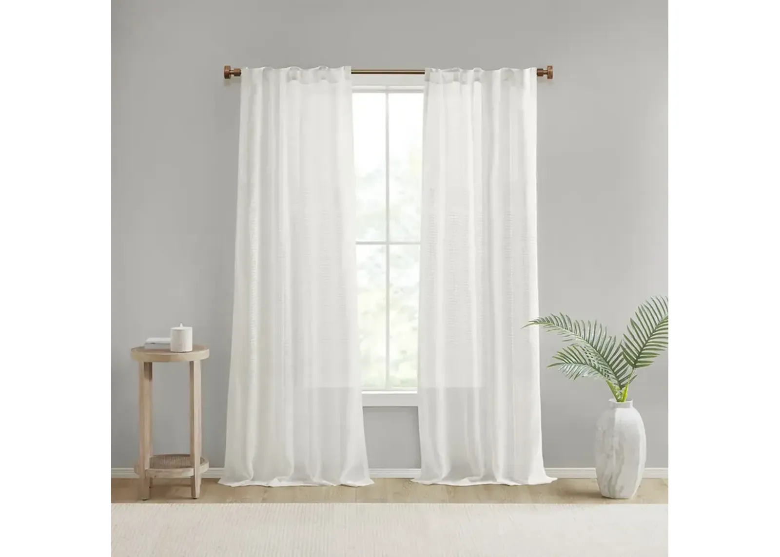 Madison Park Aida White Yarn Dye Sheer Curtain Panel Pair