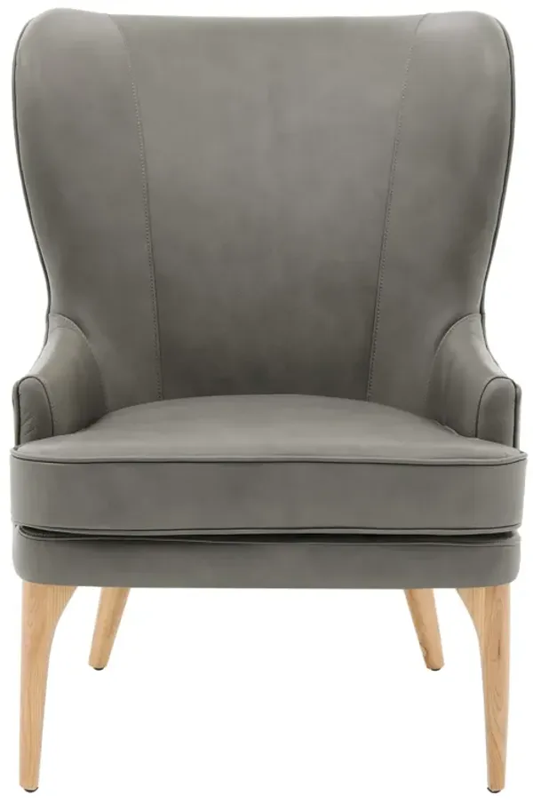 bjorn kd top grain leather accent chair, garrett gray
