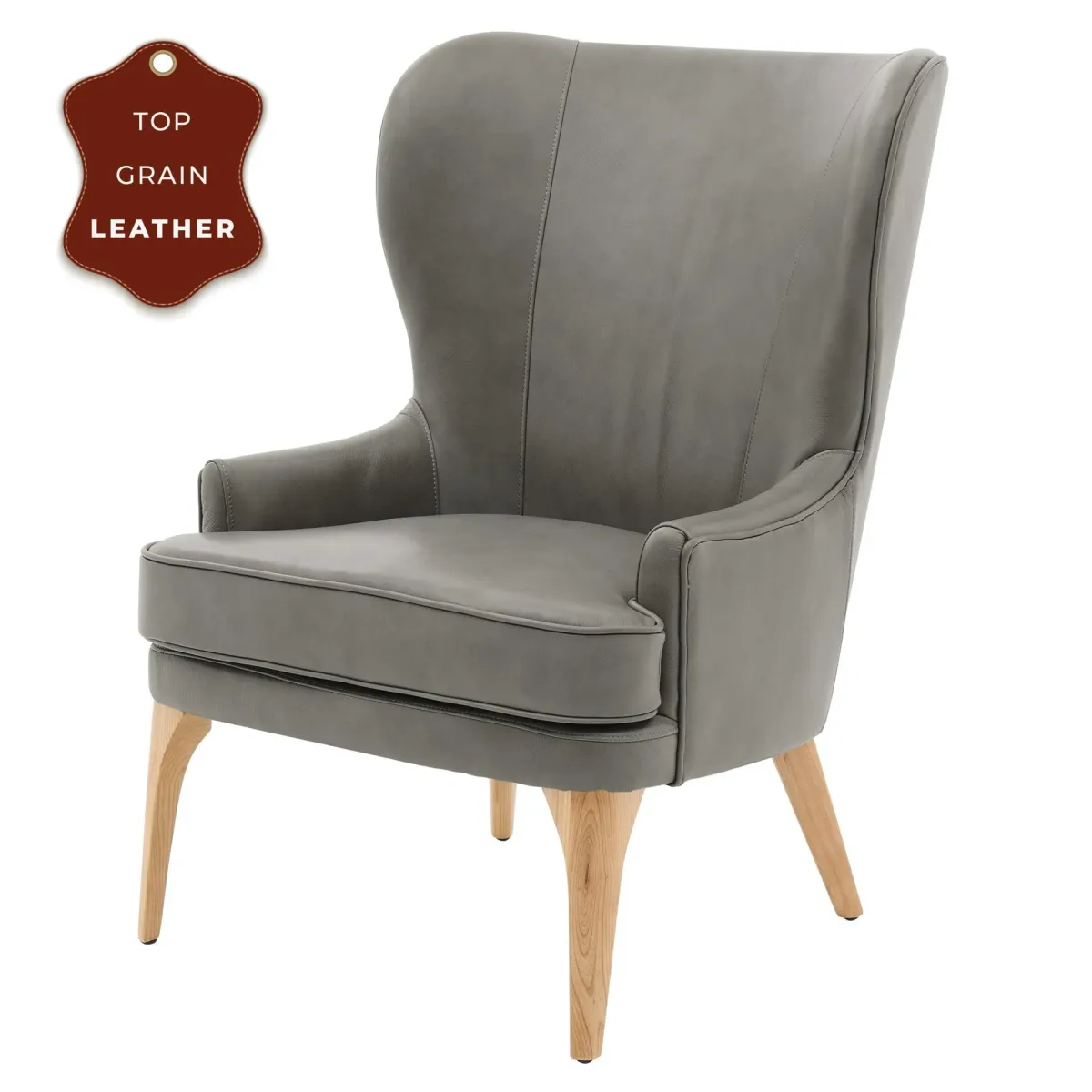 bjorn kd top grain leather accent chair, garrett gray