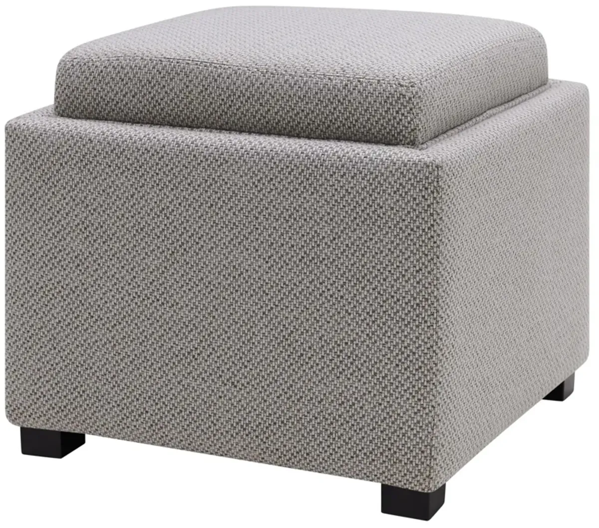 cameron square fabric storage ottoman w/ tray, cardiff gray