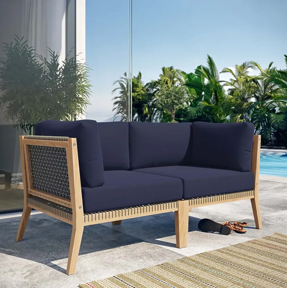 Clearwater Outdoor Patio Teak Wood Loveseat