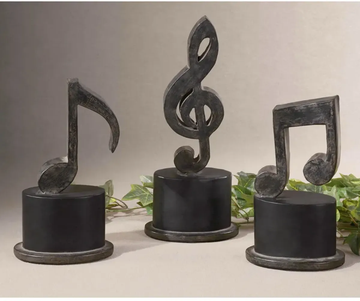 Music Notes Figurines, Set/3