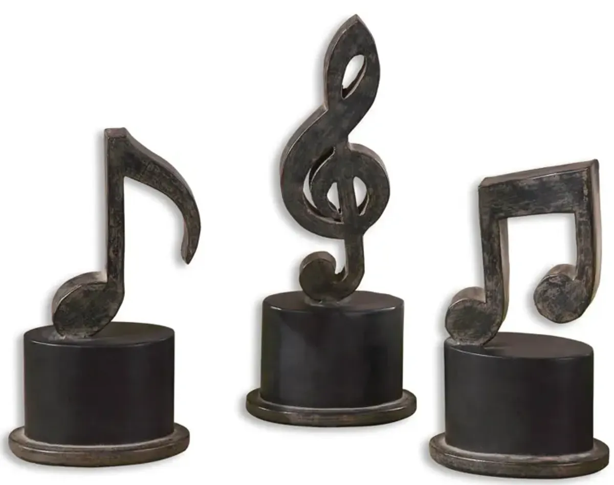 Music Notes Figurines, Set/3