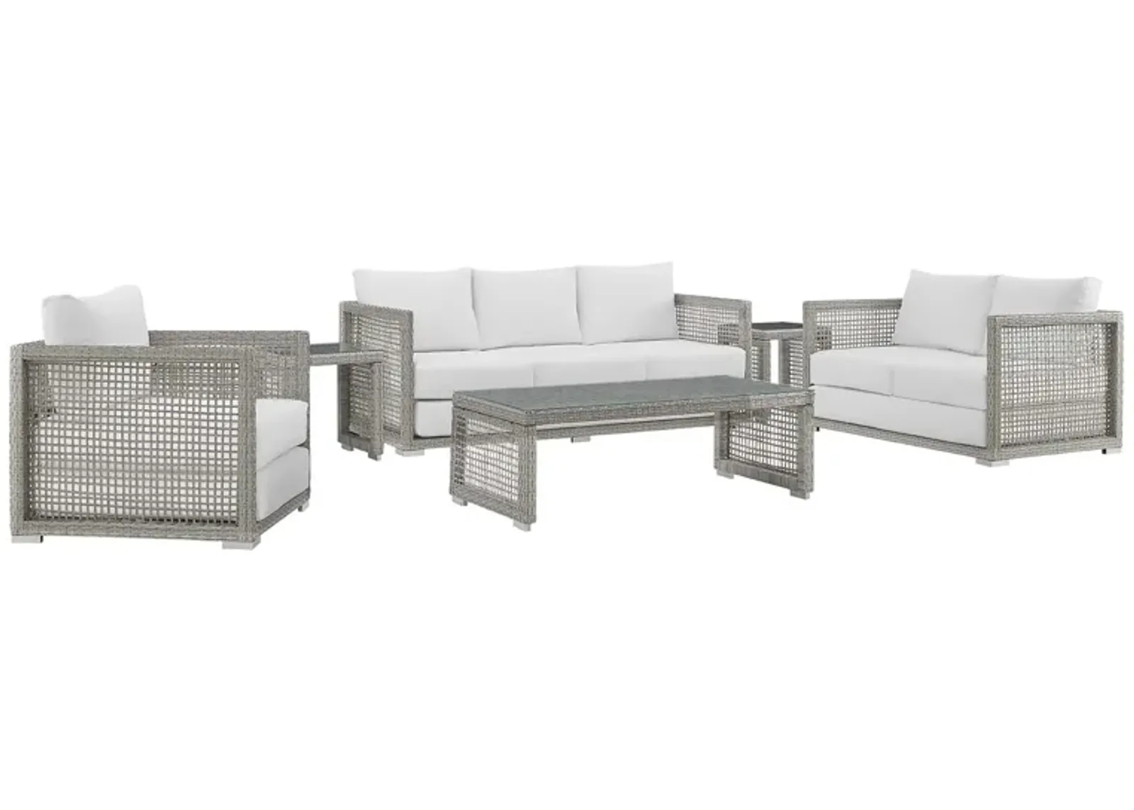 Aura 6 Piece Outdoor Patio Wicker Rattan Set