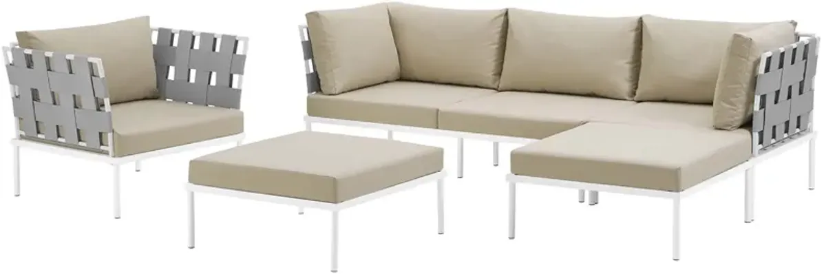 Harmony 6 Piece Outdoor Patio Aluminum Sectional Sofa Set