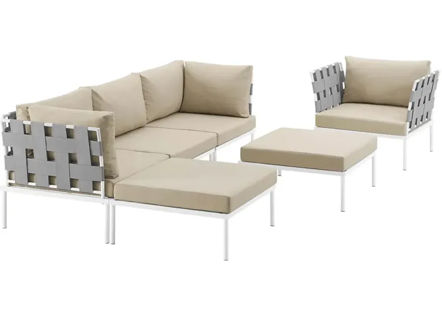 Harmony 6 Piece Outdoor Patio Aluminum Sectional Sofa Set