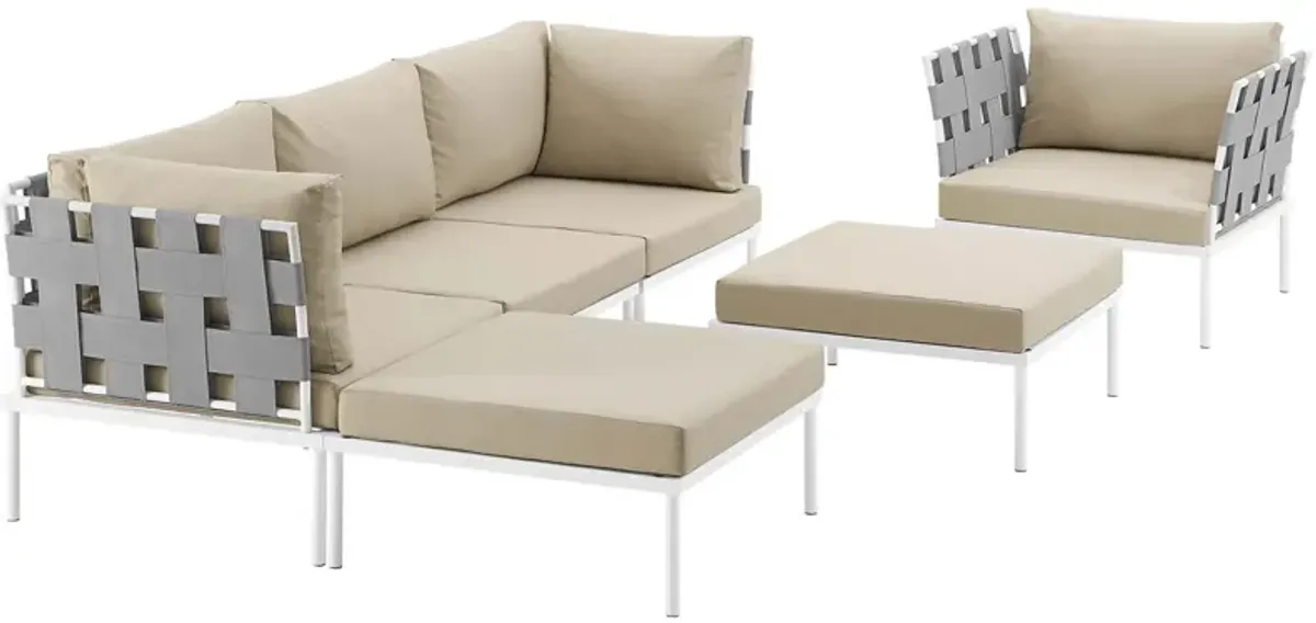 Harmony 6 Piece Outdoor Patio Aluminum Sectional Sofa Set