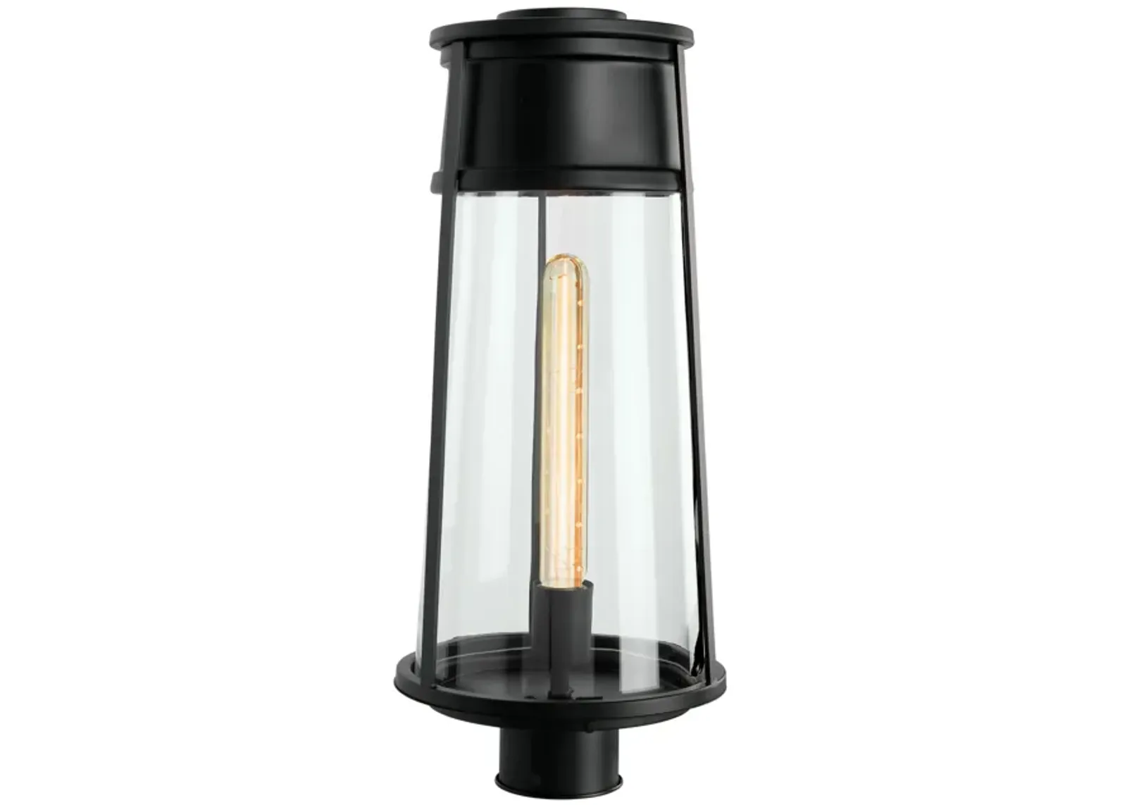 Cone Outdoor Post Lantern Light - Matte Black