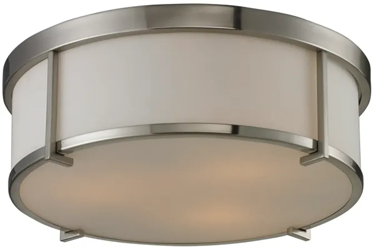 Bryant 15" Wide 3-Light Flush Mount - Brushed Nickel