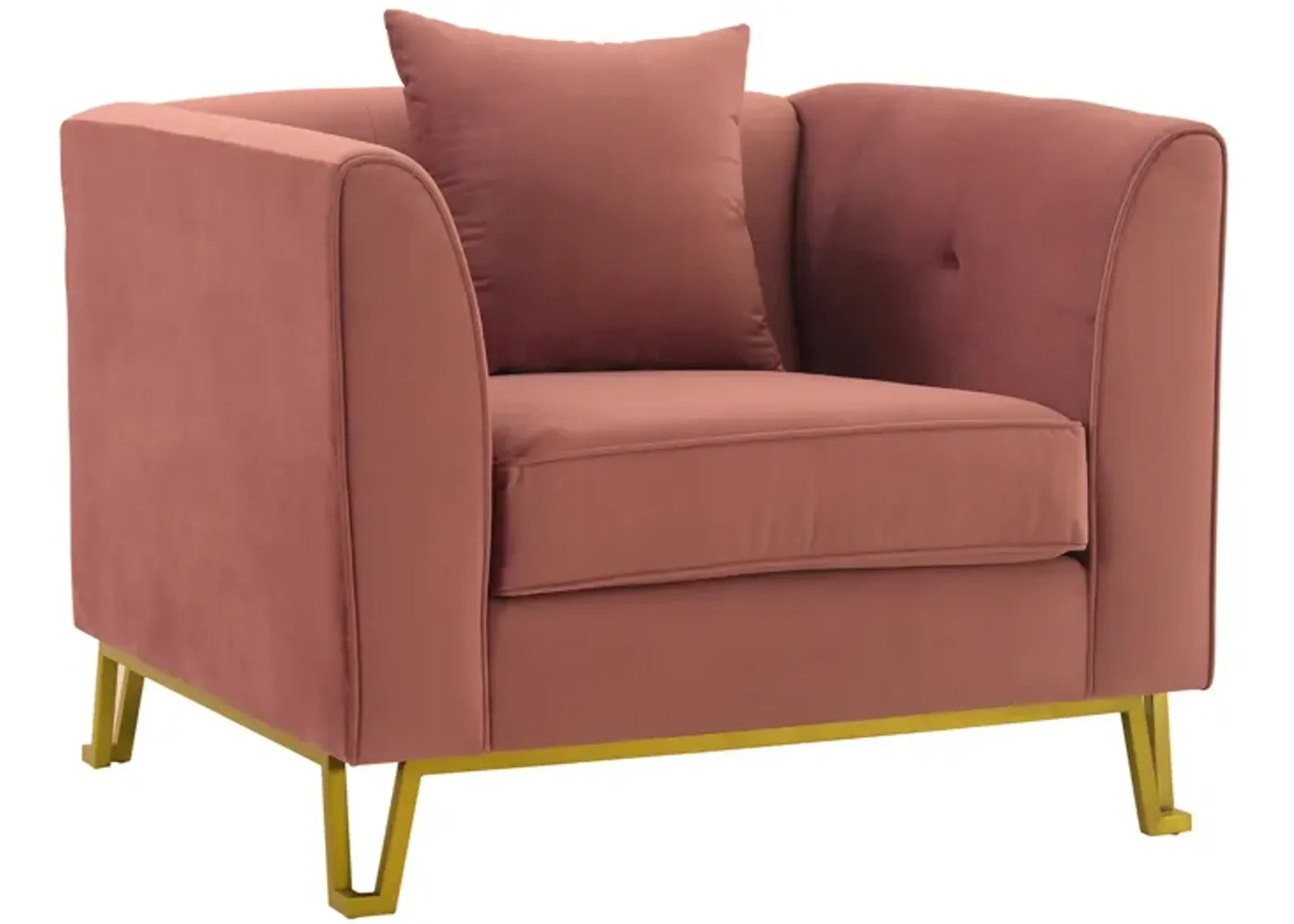 Everest Blush Fabric Upholstered Sofa Accent Chair with Brushed Gold Legs