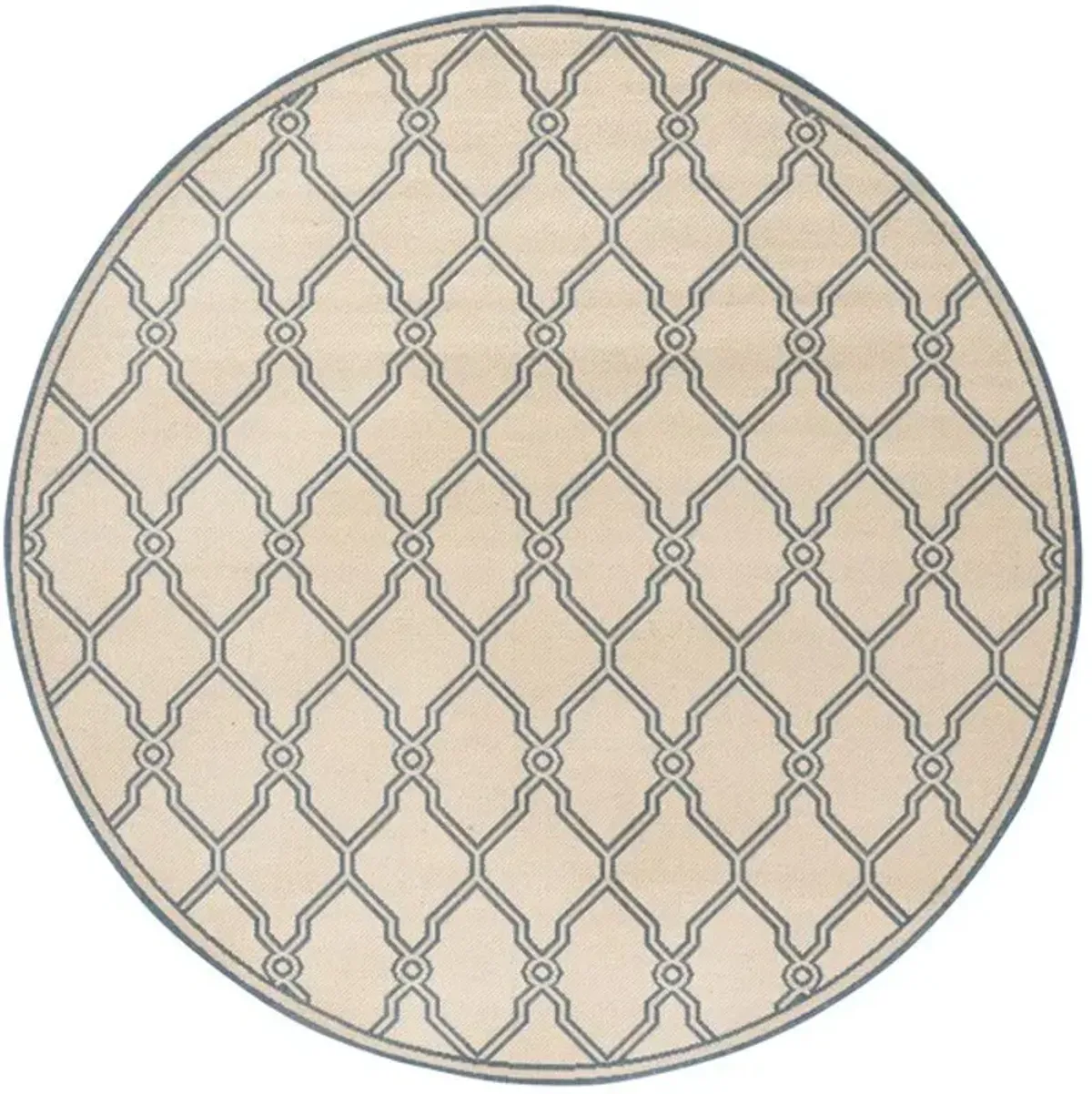 LINDEN 124 Collection LND124N-6R Cream / Blue 6'-7" X 6'-7" Round