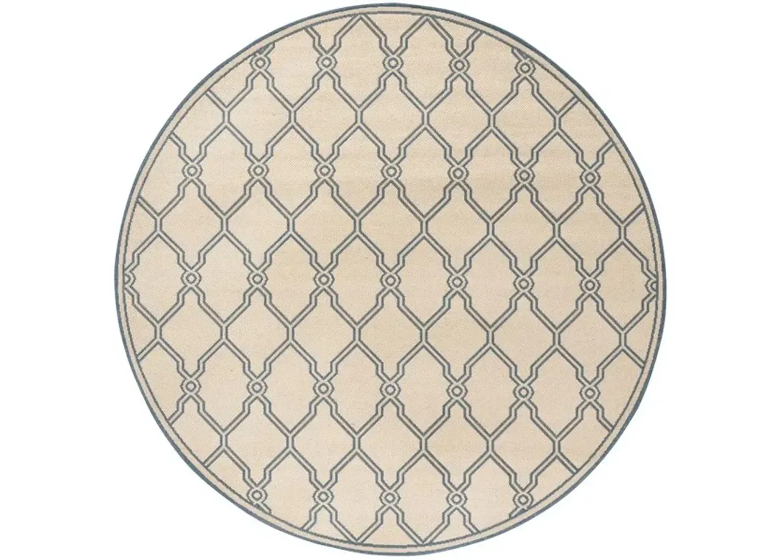 LINDEN 124 Collection LND124N-6R Cream / Blue 6'-7" X 6'-7" Round