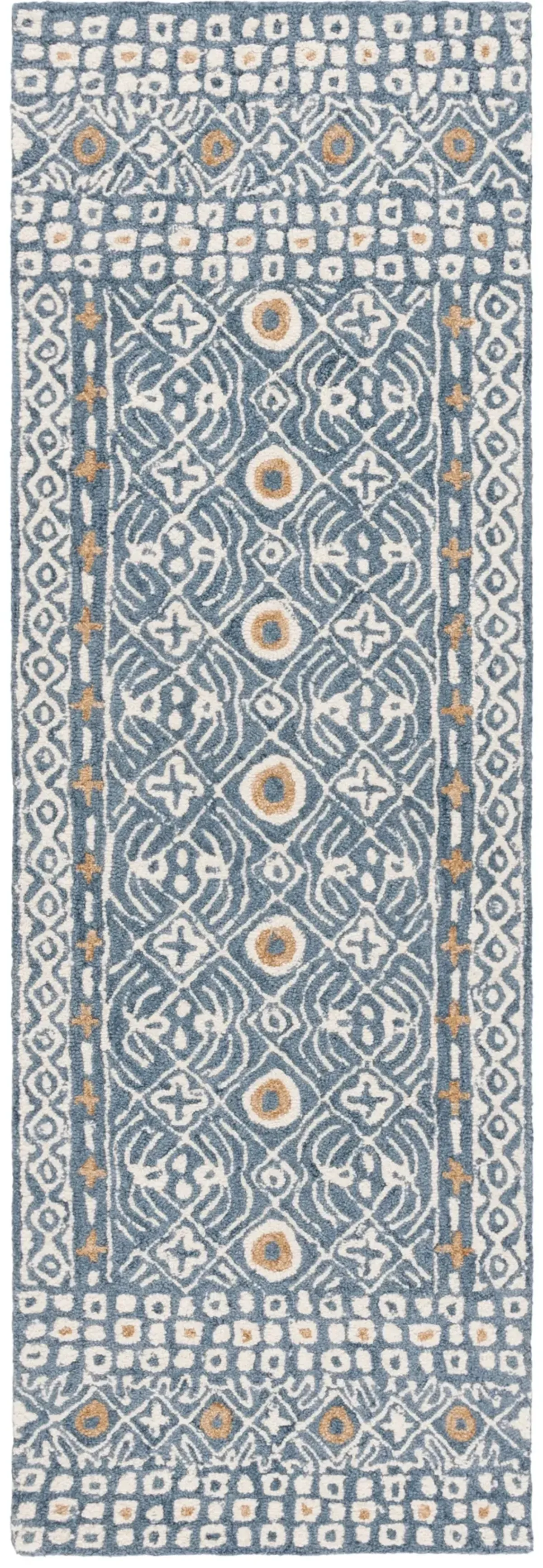 MICRO-LOOP 801 BLUE  2'-3' x 7' Runner Rug