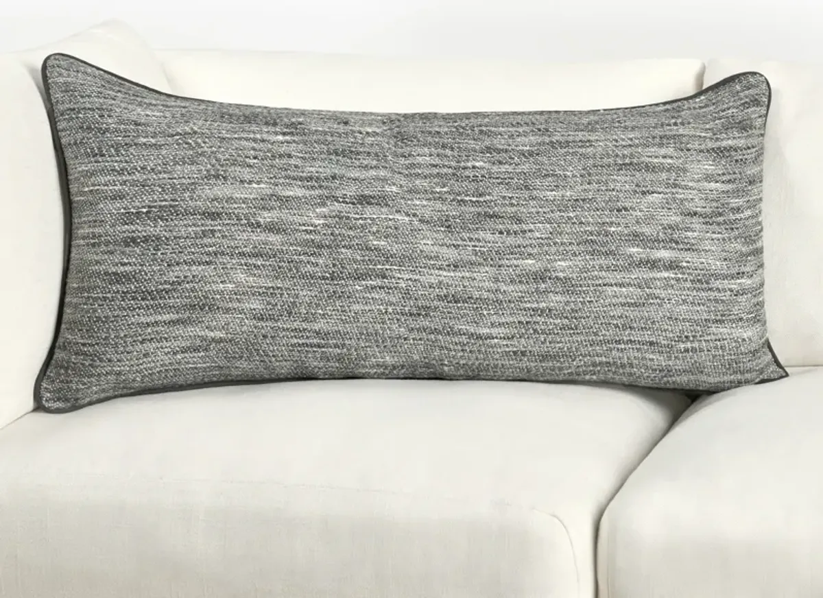 Sharma 16"x36" Cotton Blend Throw Pillow, Gray