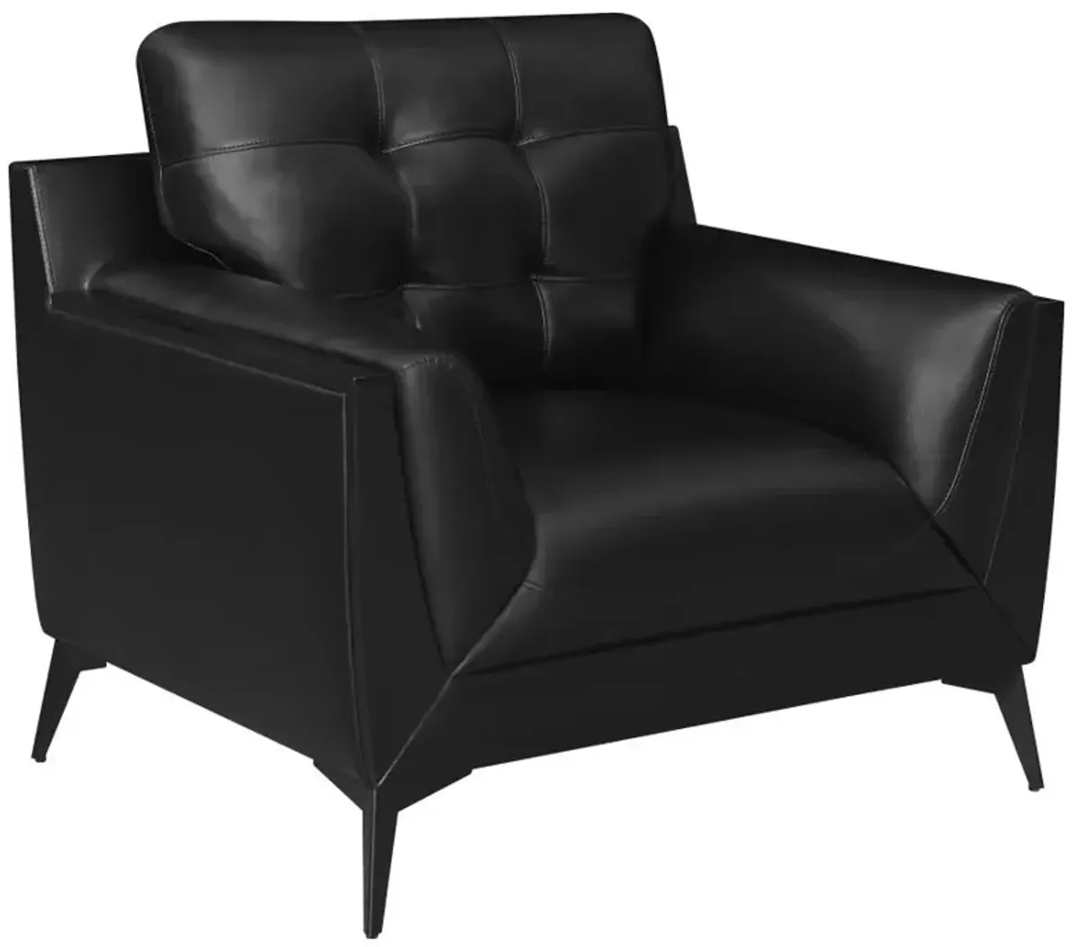 Moira Upholstered Tufted Chair with Track Arms Black