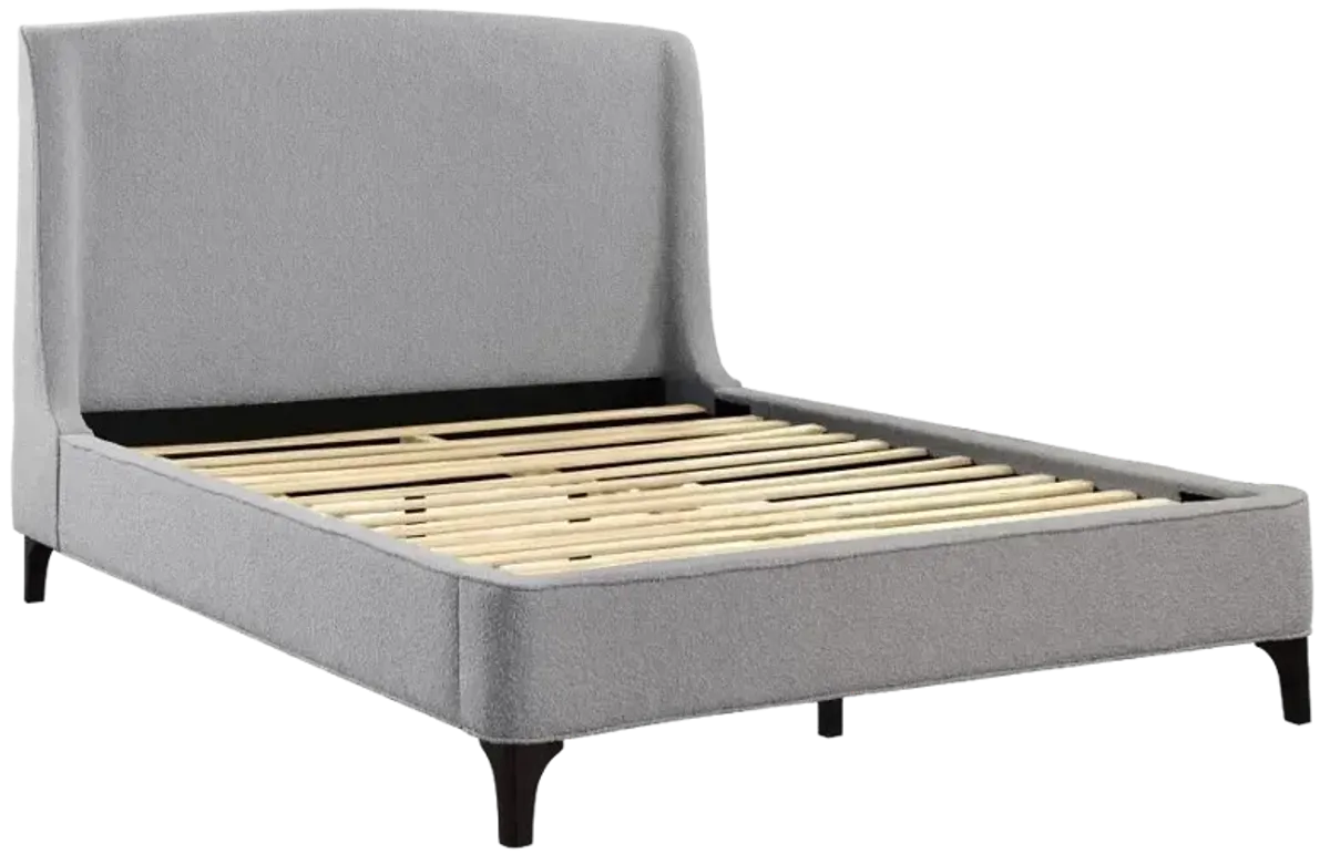 Mosby Upholstered Curved Headboard Eastern King Platform Bed Light Grey