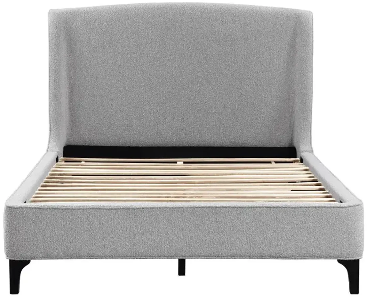 Mosby Upholstered Curved Headboard Eastern King Platform Bed Light Grey