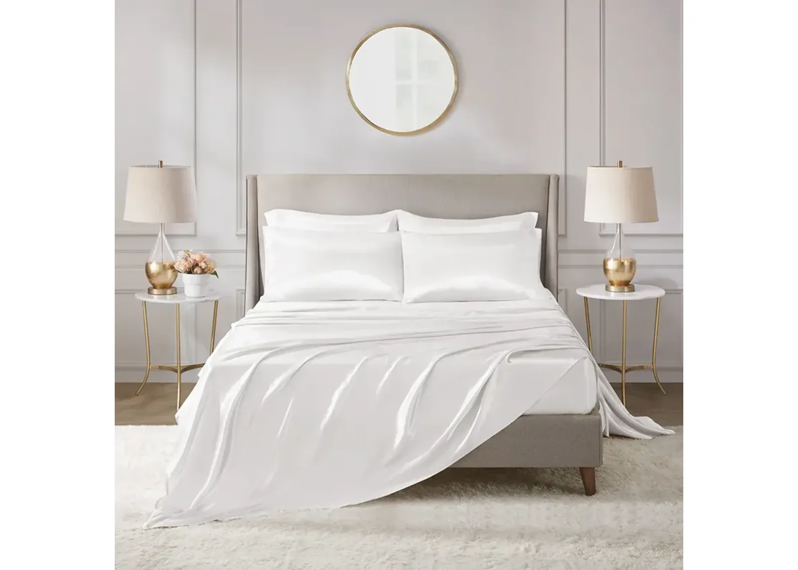 Madison Park Essentials Satin White Luxury 6 PC Sheet Set