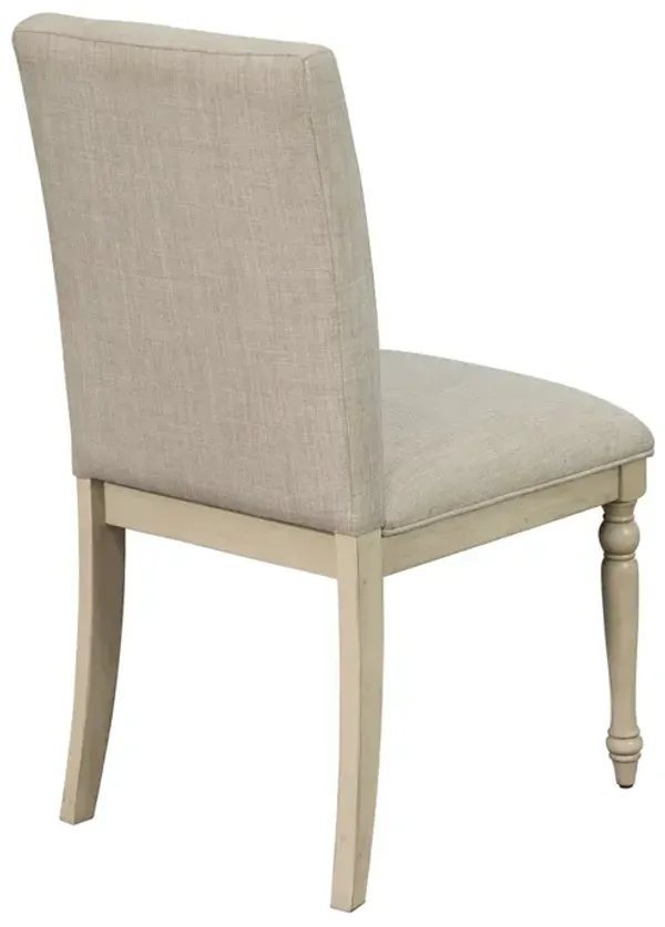 Martha Stewart Fiona Light Grey Upholstered Dining Chair with Turned Wood Legs Set of 2