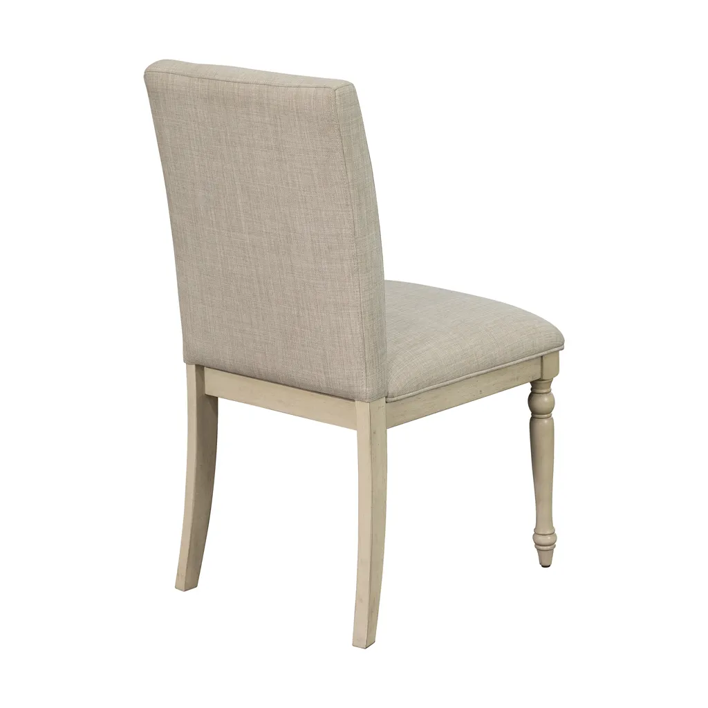 Martha Stewart Fiona Light Grey Upholstered Dining Chair with Turned Wood Legs Set of 2